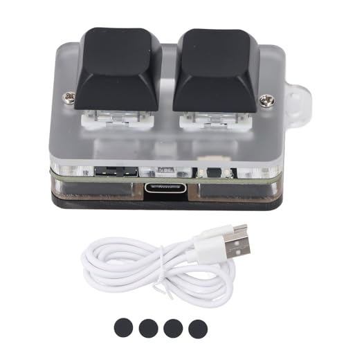 LICAEVEY USB 2-Key Mini Keypad, Support Programming Macro and Software Blue Switch Custom Keyboard with RGB Light, Support Bluetooth and USB C Connection