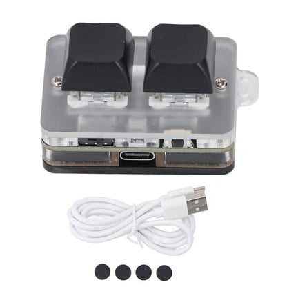 LICAEVEY USB 2-Key Mini Keypad, Support Programming Macro and Software Blue Switch Custom Keyboard with RGB Light, Support Bluetooth and USB C Connection