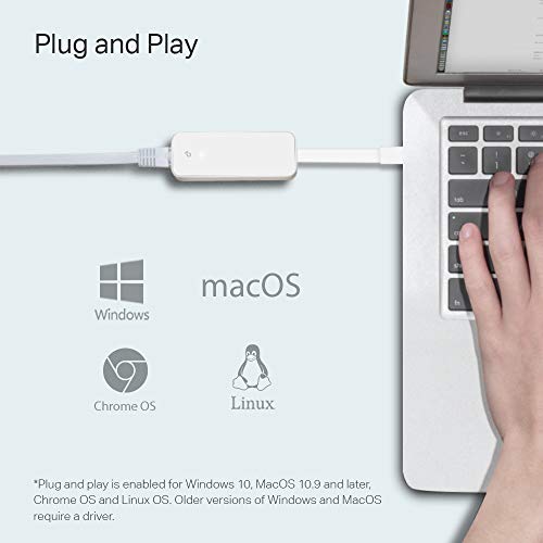 TP-Link USB C to Ethernet Adapter(UE300C), RJ45 to USB C Type-C Gigabit Ethernet LAN Network Adapter, Compatible with MacBook Pro 2017-2020, MacBook Air, Surface, Dell XPS and More - style: USB-C 3.0
