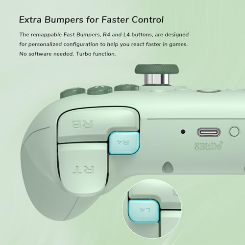 8Bitdo Ultimate 2C Wireless Controller (Hall Effect Joystick Update) for Windows PC and Android, with 1000Hz Polling Rate, Remappable L4/R4 Bumpers, Rumble Vibration and Turbo Function (Green) - color: Green