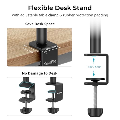 SMALLRIG Camera Desk Mount C Stand, 15"-35" Adjustable Desk Tripod Light Stand, Tabletop C Clamp for Webcam, DSLR Camera, Ring Light, Live Streaming, Photo Video Shooting - style: Clamp 3488