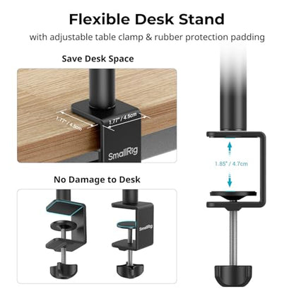 SMALLRIG Camera Desk Mount C Stand, 15"-35" Adjustable Desk Tripod Light Stand, Tabletop C Clamp for Webcam, DSLR Camera, Ring Light, Live Streaming, Photo Video Shooting - style: Clamp 3488