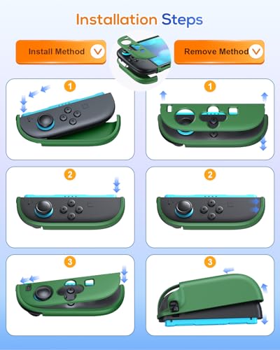 FYOUNG Protective Case for Nintendo Switch 2, Slim Hard Shell Accessories | Switch 2 Cute Case, Scratch&Shock Protection Cover with Screen Protector, 8 Thumb Grip (Solid Green, Switch 2 7.9inch) - color: Solid Green
