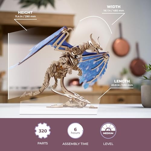 UGEARS 3D Wooden Puzzles for Adults - Windstorm Dragon 3D Puzzle - Mechanical Model Kits for Adults to Build - DIY Building Set Gifts for Fathers Day, Brain Teaser Puzzle, Hobby Kit - style: Windstorm Dragon