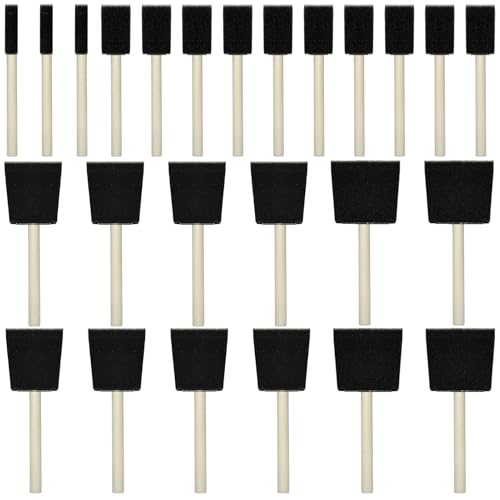 Foam Brush 25pcs with High Density Foam for Multi Project(1/2", 1", 2", 3") - size: 1/2"-3" assorted 25pcs