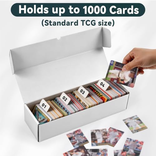 Trading Card Storage Box 10-Pack, 1000 Count Heavy Duty Corrugated Cardboard Box - Bulk Organizer for TCG, MTG,Sports & Collectible Cards, 12.8 INCH Horizontal