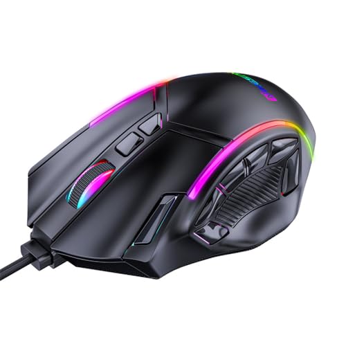 RGB Wired Gaming Mouse with High-Precision 12,800 DPI Adjustment, Customizable RGB Lighting, 12 Programmable Buttons, Ergonomic Comfort Grip Design,for Windows Computer Gamer