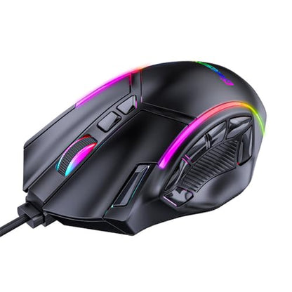 RGB Wired Gaming Mouse with High-Precision 12,800 DPI Adjustment, Customizable RGB Lighting, 12 Programmable Buttons, Ergonomic Comfort Grip Design,for Windows Computer Gamer