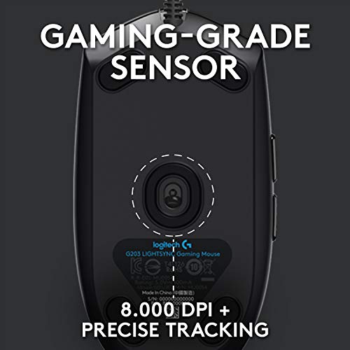 Logitech G G102 2nd Gen Light Sync Gaming Mouse, Wired, 8000 DPI, 6 Programmable Buttons, RGB, Black - color: Black