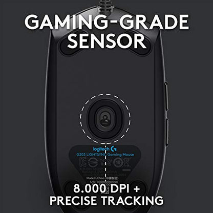 Logitech G G102 2nd Gen Light Sync Gaming Mouse, Wired, 8000 DPI, 6 Programmable Buttons, RGB, Black - color: Black