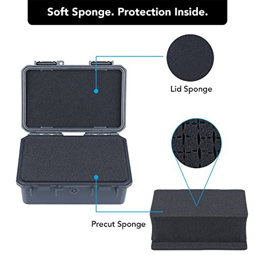 Lykus HC-1720 Mini Hard Case Dry Box with Foam Insert, Interior Size 6.5x3.9x2.7 in, IP66 Splash-Proof, Suitable for Cellphones, Tools, Small Devices and More - style: Int. Size: 6.5x3.9x2.7 in