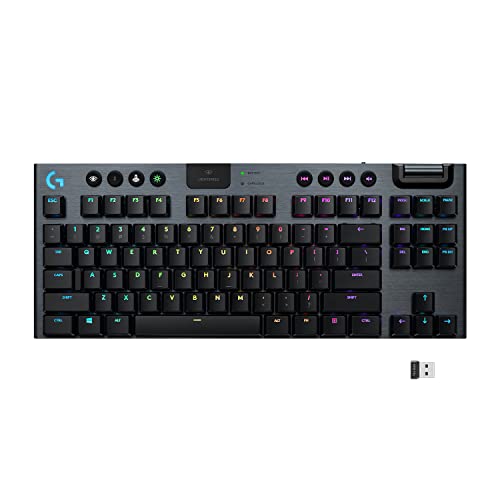 Logitech G915 TKL Tenkeyless Lightspeed Wireless RGB Mechanical Gaming Keyboard, Low Profile Switch Options, Lightsync RGB, Advanced Wireless and Bluetooth Support - Clicky - color: Black, size: TKL, style: G915 TKL