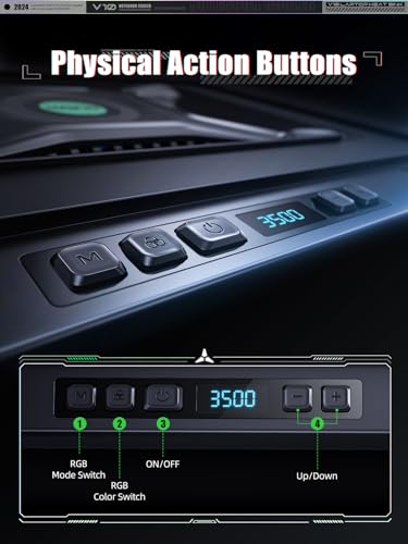 llano V10 Gaming Laptop Cooling Pad, RGB Laptop Cooler Stand Laptop Fan | Powerful 4.72 Inch Turbo Cooling Fan, Fast Cooling Computer 13-17.3in, Button Control, 3 Adjustable Stand, 4-Port USB C&A