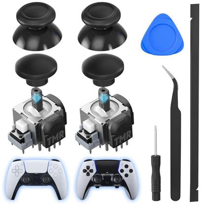 TMR Magnetic Joystick Replacement Kit with 4× Thumbstick Caps for PS5 DualSense/DualSense Edge Controller, Anti-Drift Electromagnetic Stick Repair Module, Soldering Required, 2 Pack - size: 2 Pieces