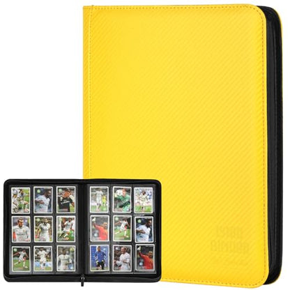 Trading Card Binder, Premium 9 Pocket Double Sided 540 Pocket PU Card Collection Binder, Collectible Trading Card Albums for MTG, TCG, Sport Card, Game Cards (Yellow 1) - color: Yellow 1