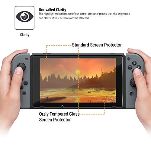Orzly Glass Screen Protectors Compatible with Nintendo Switch - Premium Tempered Glass Screen Protector Twin Pack [2X Screen Guards - 0.24mm] for 6.2 Inch Tablet Screen on Nintendo Switch Console - size: 6.2"