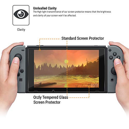 Orzly Glass Screen Protectors Compatible with Nintendo Switch - Premium Tempered Glass Screen Protector Twin Pack [2X Screen Guards - 0.24mm] for 6.2 Inch Tablet Screen on Nintendo Switch Console - size: 6.2"