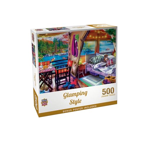 Masterpieces Jigsaw Puzzle 500 Pieces Adult Glamping Style, Nature Camping Scene, Challenging Puzzle for Adults & Families, 19.25"x26.63", Relaxing Brain Game, Ages 14+ - size: 500 Piece