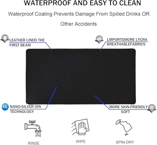 Gaming Mouse Pad, Large Mouse Pads Waterproof Extra Large Big Mouse Pad with Stitched Edge, XXXL Non-Slip Black Computer Mousepad Desk Mat for Gamer, Office & Home, Black - color: Black, size: 35.4L x 15.7W inches