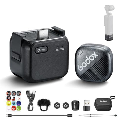 GODOX Cube-OP3 Wireless Lavalier Microphone System | 48kHz 24비트 고해상도, 소음 감소, 18W 고속 충전, DJI Osmo 포켓 1.114m 범위, USB-C TX 및 RX 카메라 폰 PC용