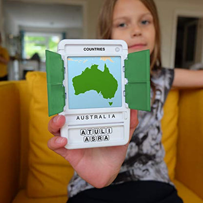 Countries of The World Travel Game - Learn 100 Countries | Flash Cards with Slide Reveal Case | Geography Card Game, Gift, Stocking Stuffer | for Kids and Adults | Ages 6+ - style: Countries