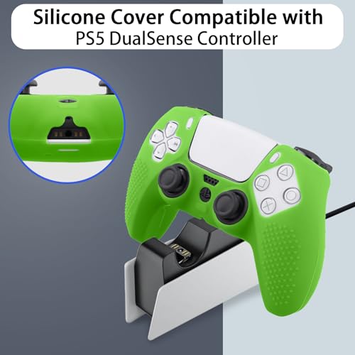 Baval Silicone Cover for Playstation 5 PS5 DualSense Wireless Controller | Scratch-resistant, Easy install, Silicone Construction, Portable Carrying Silicone Cover, Green Silicone Cover - color: Green Silicone Cover