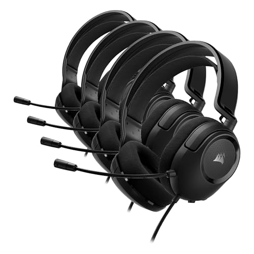Corsair HS35 v2 Multiplatform Wired Gaming Headset – Flexible Omni-Directional Microphone – Universal 3.5mm Connection – PC, Mac, PS5, PS4, Xbox, Nintendo Switch, Mobile – Carbon (Pack of 4) - color: Carbon, size: Pack of 4, style: v2 Stereo