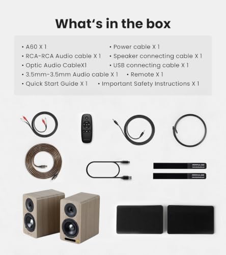 Edifier Airpulse A60 Desktop Hi-Res Bluetooth Bookshelf Speakers, Walnut | Planar Tweeter, Hi-Res Audio, Bluetooth 5.1 aptX HD, DSP Crossover, Multi Input, Sub Out, MDF Wooden Cabinet - color: walnut