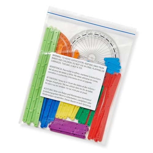 hand2mind AngLegs Starter Set with 2 Protractors, Geometry Manipulatives, Geometric Shapes for Classroom, Montessori Math Materials, Math Teaching Tools, 4th Grade Math Manipulatives for Kids
