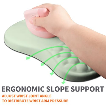 Ergonomic Joint Wrist Support Mouse Pad with Memory Foam Cushion Massage Bump, Carpal Tunnel Pain Relief Mousepad Slope Design for Wrist Rest, 11.8x7.9 in, DarkSeaGreen - color: DarkSeaGreen