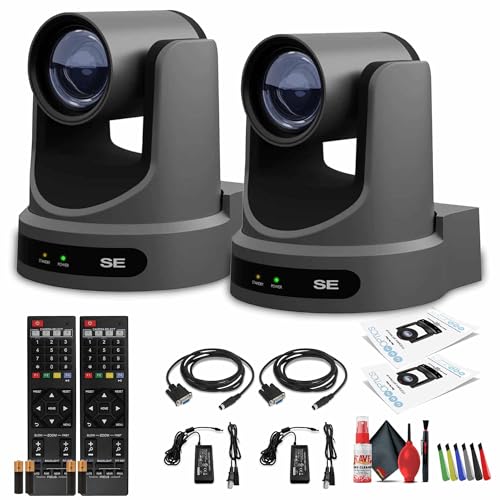 PTZOptics 2 x Move SE SDI/HDMI/USB/IP PTZ Camera with 30x Optical Zoom (Gray) (PT30X-SE-GY-G3) + Cleaning Kit and Color Wire Ties Bundle