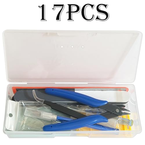 17 Pcs Model DIY Tool Kit, Modeler Basic Craft Tool Set, Dollhouse Miniature Hobby Building or Handmade Hobby Craft Tools Set