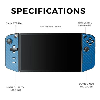 Carbon Fiber Gaming Skin Compatible with Lenovo Legion Go - Solid Blue - Premium 3M Vinyl Protective Wrap Decal Cover - Easy to Apply | Crafted in The USA by MightySkins - color: Solid Blue, style: Carbon Fiber Textured Finish