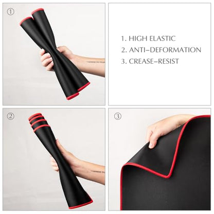 JIALONG Large Gaming Mouse Pad, Extended Mousepad with Red Stitched Edges, XXL Desk Mouse Mat, Big Computer Keyboard Pad for Gaming and Office, 35.4 x 15.7 inches - color: Red Stitched Edges