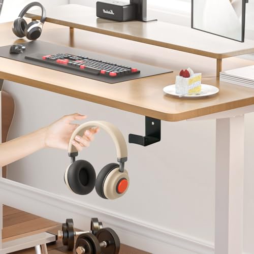 Headphone Holder Hanger,Headset Mount for Desk,Headset Stand Aluminum Headphone Hook with Strong Adhesive Tape for Classroom, Gaming Room with 2 Install Style with Rubber Pad,Single