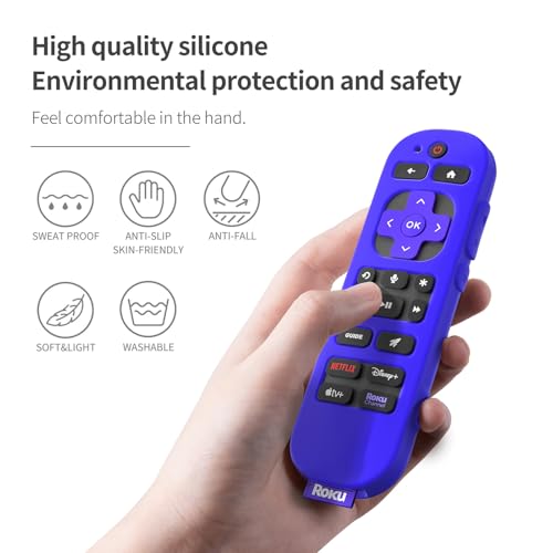 Silicone Cover for Roku Voice Remote Pro 2nd Ed. Roku Remote Control RCB1R Protective Silicone Case Sleeve Shockproof Skin for Roku Remote with Lanyard (Blue) - color: blue