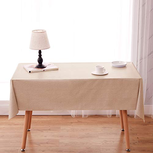 NLMUVW Square Vinyl Tablecloth 100% Waterproof Oil Proof PVC Table Cloth Wipe Clean Table Cover for Kitchen Dining Picnic, Champagne, 42 x 42 Inch - color: Champagne, size: 42" x 42" (Square)