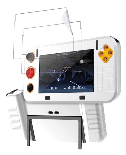for My Arcade Atari Gamestation Go Silicone Grip Case With 2Pcs 6H PET Soft Film Screen Protector–Shockproof Non-Slip Full Protective Cover,Anti-Scratch Drop Protection Gaming Console Case,White