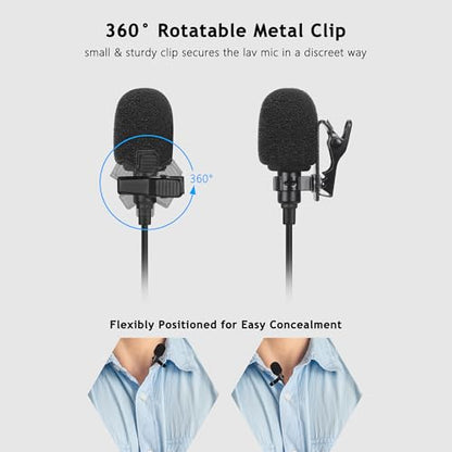 DUNGZDUZ 2-Pack 3.5mm Lavalier Mics for DJI Mic 2 and RØDE Wireless GO II | TRS Clip-on Mic for Wireless Transmitters, Clear Voice Pickup, Ideal for Streaming, Interviews and Vlogging
