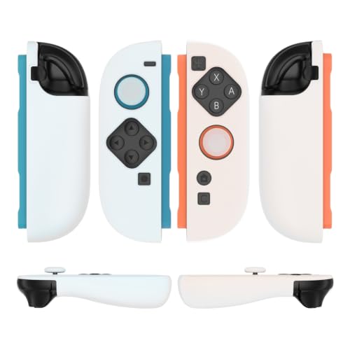 TNP JoyCon Cover for Nintendo Switch 2, Silicone Controller Case, White | 2-Piece Anti-Slip Skin Set for Left and Right Joy-Con 2 Controllers with Matching Thumb Grip Caps; Controllers Not Included - color: White
