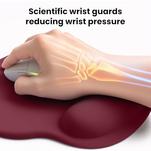 Mouse pad with Wrist Rest,Relieving Pain Memory Foam Computer pad, Ergonomic Desktop Mouse, Silicone Material Mouse pad, with Non-Slip PU Base (red) - color: red