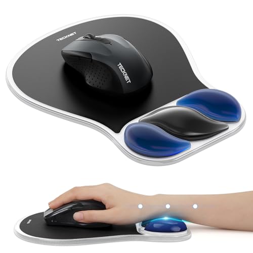 TECKNET Gel Mouse Pad with Wrist Rest, Ergonomic Mouse Pad with Gel Wrist Support for Relieve Wrist Pain Comfortably - Non-Slip Base & Waterproof Surface for Office & Home - Black - color: Black