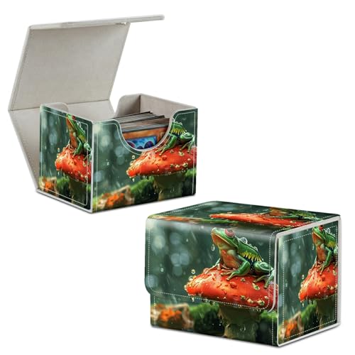 Frog Mushroom Card Deck Box Trading Cards with Strong Magnet Commander Deck Box Card Storage Box Magic Premium Card Storage Box Case Cover for TCG CCG Magic Cards - color: Frog Mushroom, size: A Card Deck Box