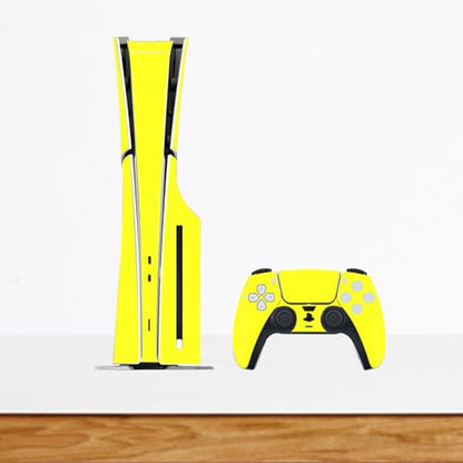 Solid Color Skin Wrap Compatible with PS5 Slim Disc Edition (Yellow) | Console Cover Protective Sticker, Game Controller Vinyl Wrap - color: Yellow