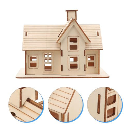 1 Set 3D Wooden Puzzles House Model Building Kit, DIY Wood Cabin Kit for Adults to Build, Creative 3D Tiny Home Model House Jigsaw Puzzles Toys for Kids and Adults