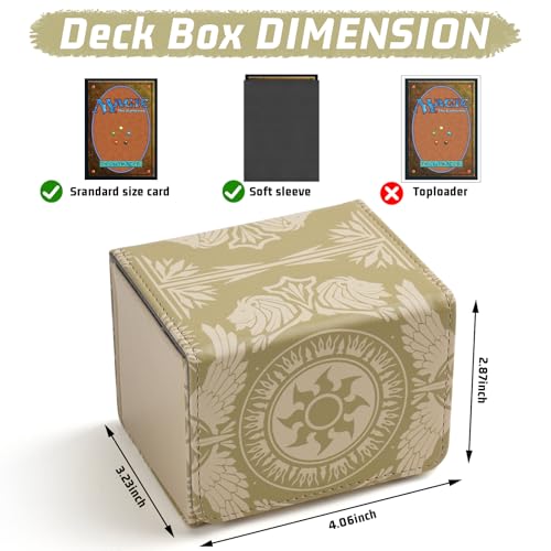 Deck Box for MTG Cards, Trading Commander Deck Case Holds 120+ Sleeved Cards, PU Leather Magnetic Collectible Card Storage Box Fits for TCG Magic Card (Yellow) - color: Yellow