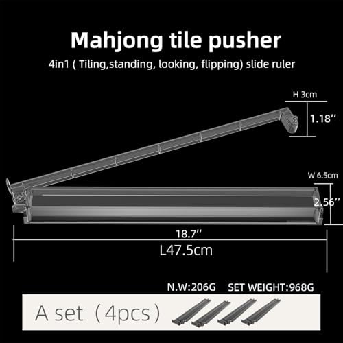 4-Piece Transparent Mahjong Racks with Pushers Set – One-Piece Mahjong Racks & Pushers, Classic American Mahjong Tile Game Accessories, Rotating Mah Jongg Accessories for Smooth Play