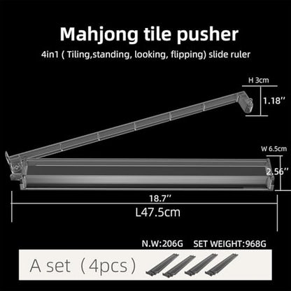 4-Piece Transparent Mahjong Racks with Pushers Set – One-Piece Mahjong Racks & Pushers, Classic American Mahjong Tile Game Accessories, Rotating Mah Jongg Accessories for Smooth Play