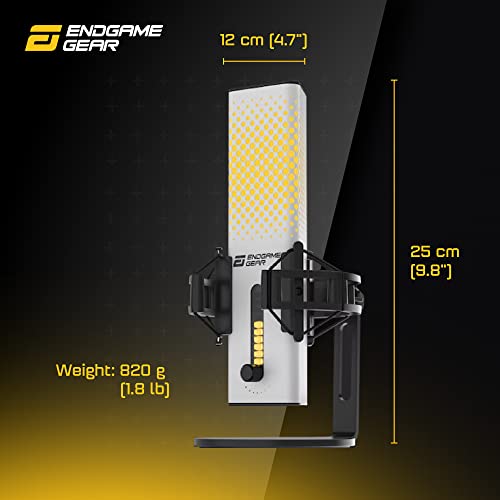 ENDGAME GEAR XSTRM USB RGB Microphone for PC Gaming, Cardioid Gaming Mic, White | USB RGB condenser gaming microphone, cardioid pickup, plug and play, for PC gaming and streaming - color: White