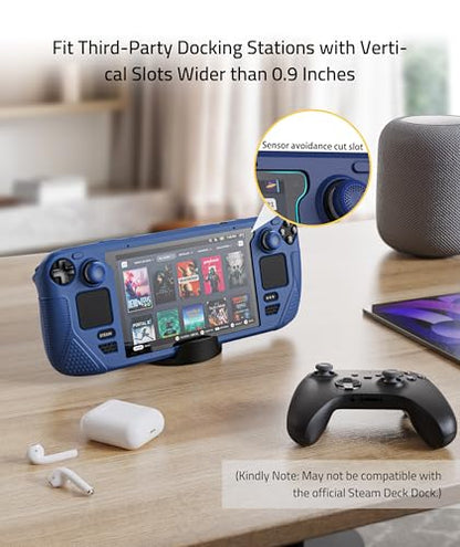 Syntech Protective Case Compatible with Steam Deck Accessories Console OLED/LCD, All-Round Protection with Non-Slip Thumb Grips, Silicone Cover for Enhanced Fit and Alignment-Navy Blue | Upgraded Zero-Gap Fit Fixes Edge Sagging, All-Round Shock Absorption